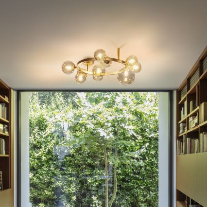 Ideal Lux - LED Přisazený lustr PERLAGE 10xG9/3W/230V pr. 70 cm zlatá/kouřová béžová