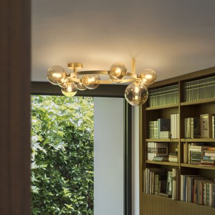 Ideal Lux - LED Přisazený lustr PERLAGE 10xG9/3W/230V pr. 70 cm zlatá/kouřová béžová