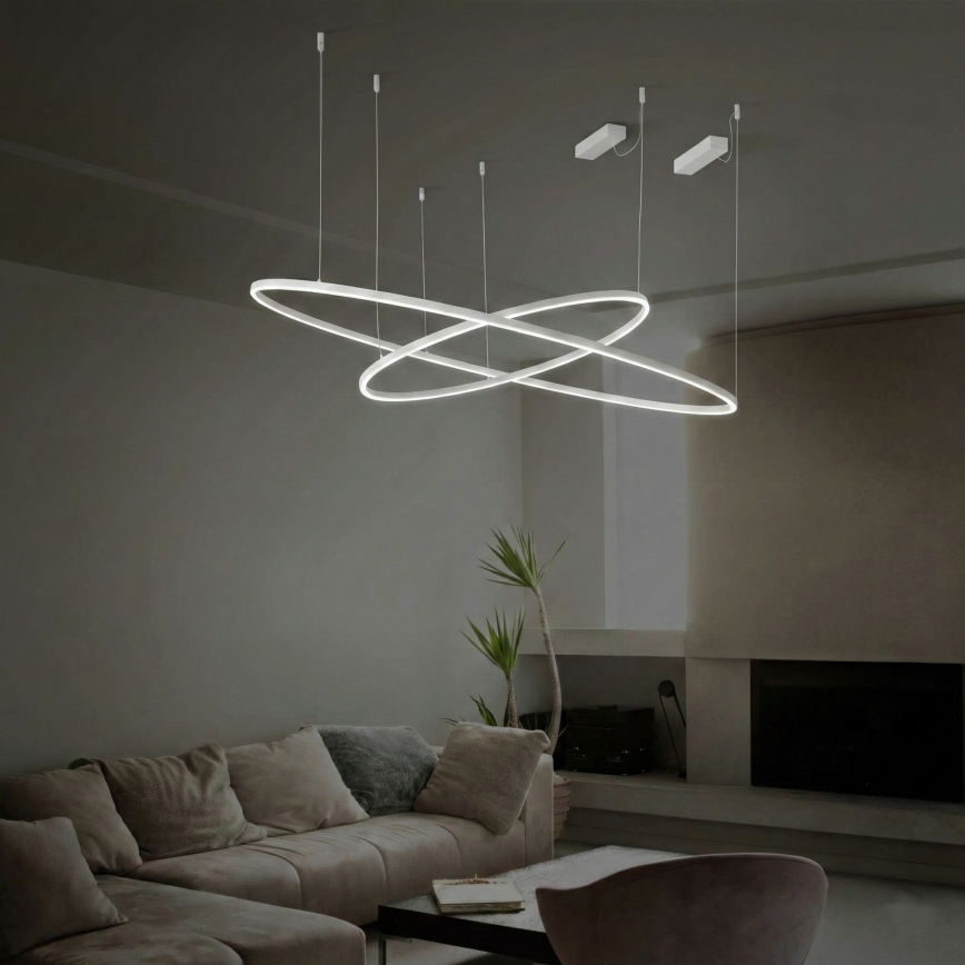 Ideal Lux - LED Stmívatelný lustr na lanku ORACLE SLIM LED/40W/230V 4000K pr. 70 cm CRI 90 bílá