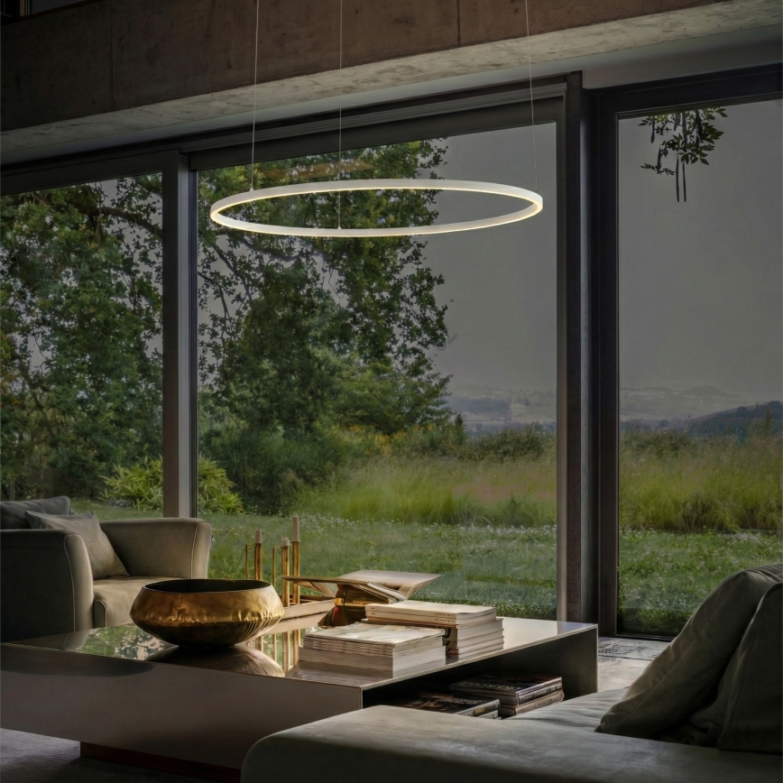 Ideal Lux - LED Stmívatelný lustr na lanku ORACLE SLIM LED/42W/230V 4000K pr. 90 cm CRI 90 bílá
