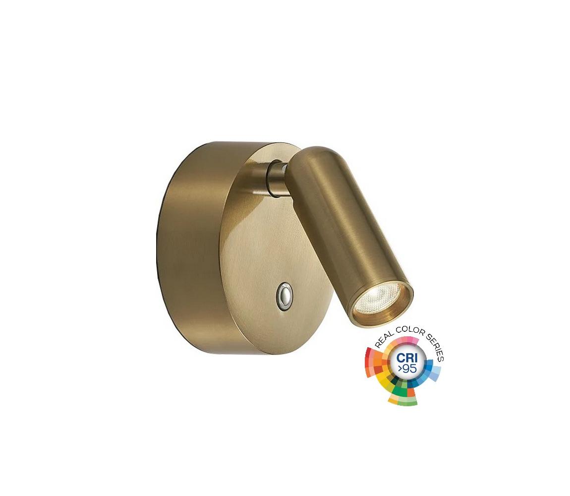 Ideal Lux - LED Stm nabíjecí nástěnné bodové svítidlo BEAN LED/3W/5V CRI95 mosaz 350264
