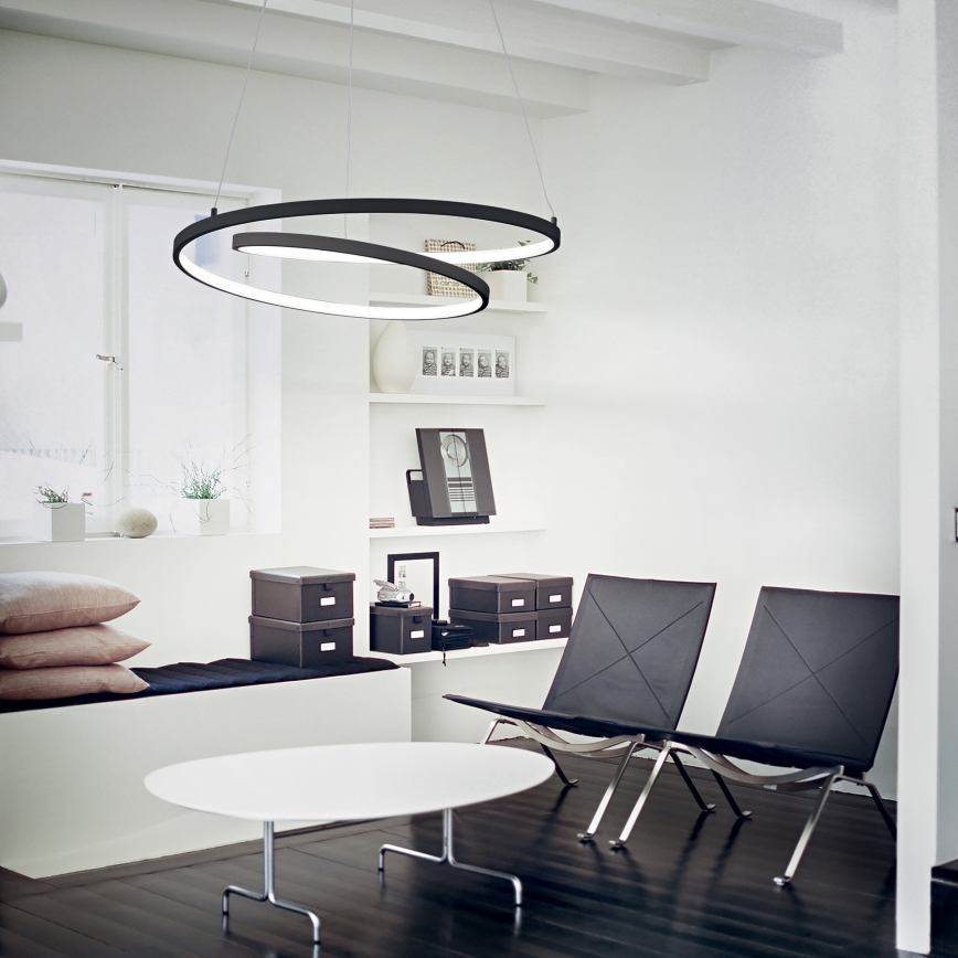 Ideal Lux - LED Stmívatelný lustr na lanku OZ LED/48W/230V pr. 60 cm CRI 90 černá
