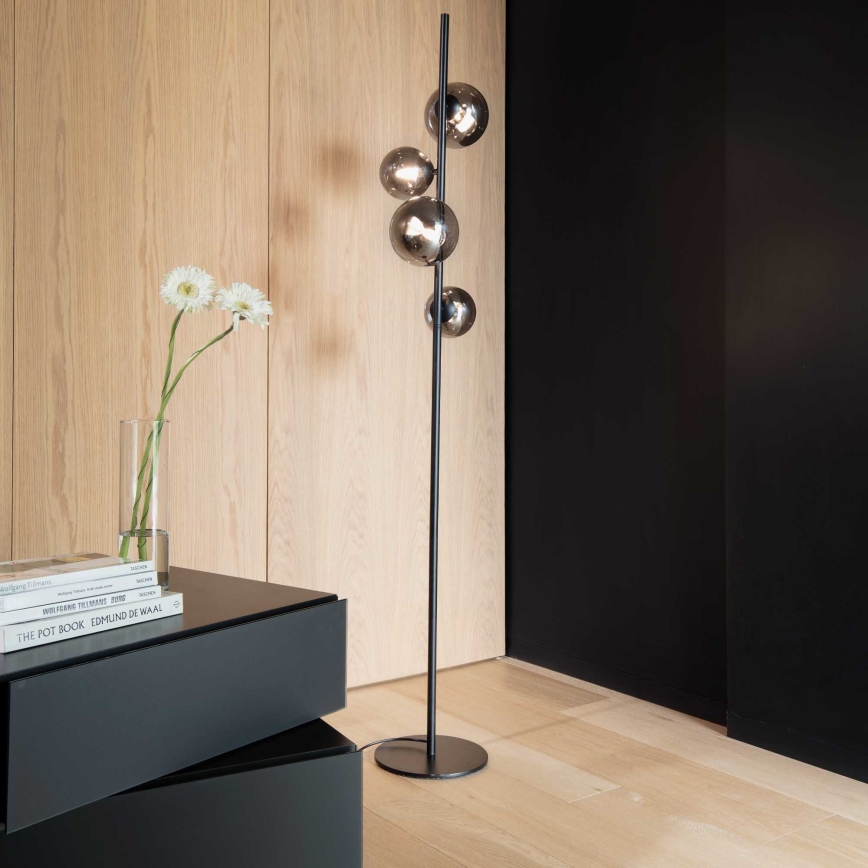 Ideal Lux - LED Stojací lampa PERLAGE 4xG9/3W/230V černá/kouřová