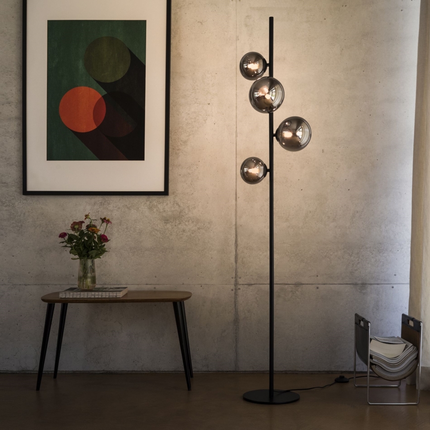 Ideal Lux - LED Stojací lampa PERLAGE 4xG9/3W/230V černá/kouřová
