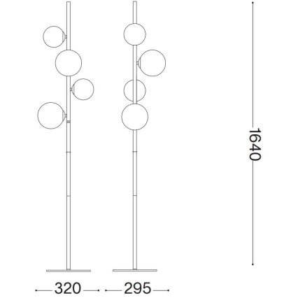 Ideal Lux - LED Stojací lampa PERLAGE 4xG9/3W/230V černá/kouřová