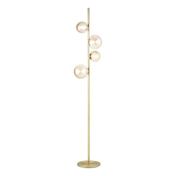 Ideal Lux - LED Stojací lampa PERLAGE 4xG9/3W/230V zlatá/kouřová béžová