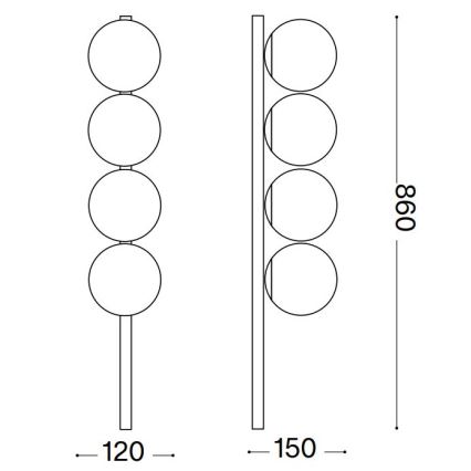 Ideal Lux - LED Stropní svítidlo BINOMIO 4xG9/3W/230V zlatá