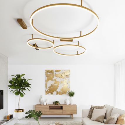 Ideal Lux - LED Stropní svítidlo ORACLE SLIM LED/81W/230V 3000K CRI 90 pr. 150 cm zlatá