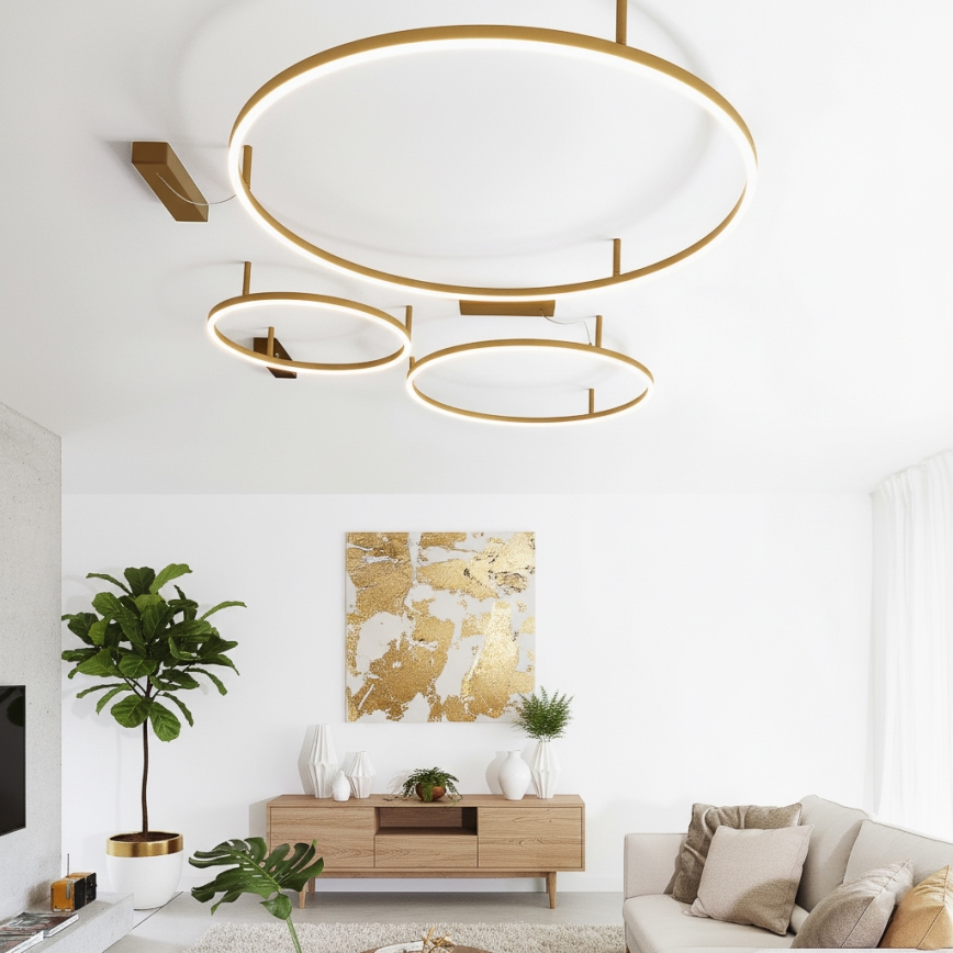 Ideal Lux - LED Stropní svítidlo ORACLE SLIM LED/81W/230V 3000K CRI 90 pr. 150 cm zlatá