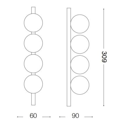 Ideal Lux - LED Stropní svítidlo PING PONG 4xLED/3W/230V CRI 90 mosaz