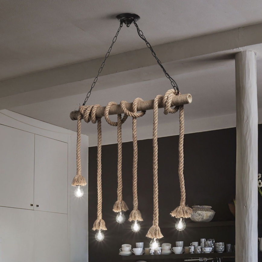 Ideal Lux - Lustr na lanku CANAPA 6xE27/15W/230V hnědá