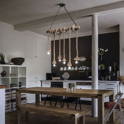 Ideal Lux - Lustr na lanku CANAPA 6xE27/15W/230V hnědá