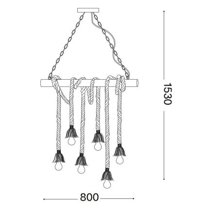 Ideal Lux - Lustr na lanku CANAPA 6xE27/15W/230V hnědá