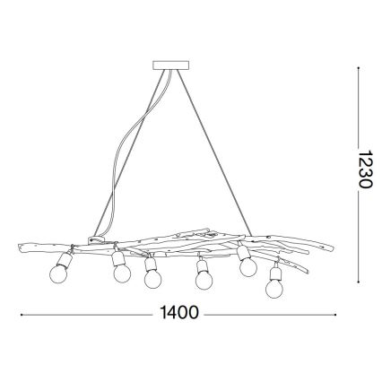 Ideal Lux - Lustr na lanku DRIFTWOOD 6xE27/60W/230V guava