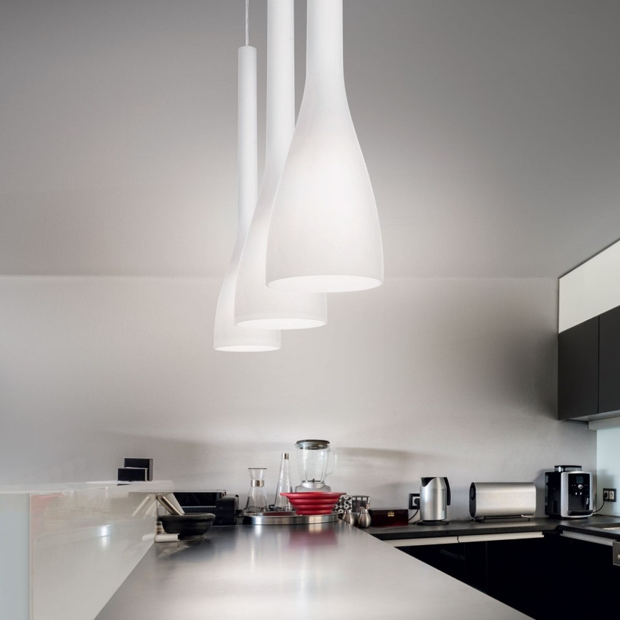 Ideal Lux - Lustr na lanku FLUT 1xE14/40W/230V pr. 10,5 cm bílá