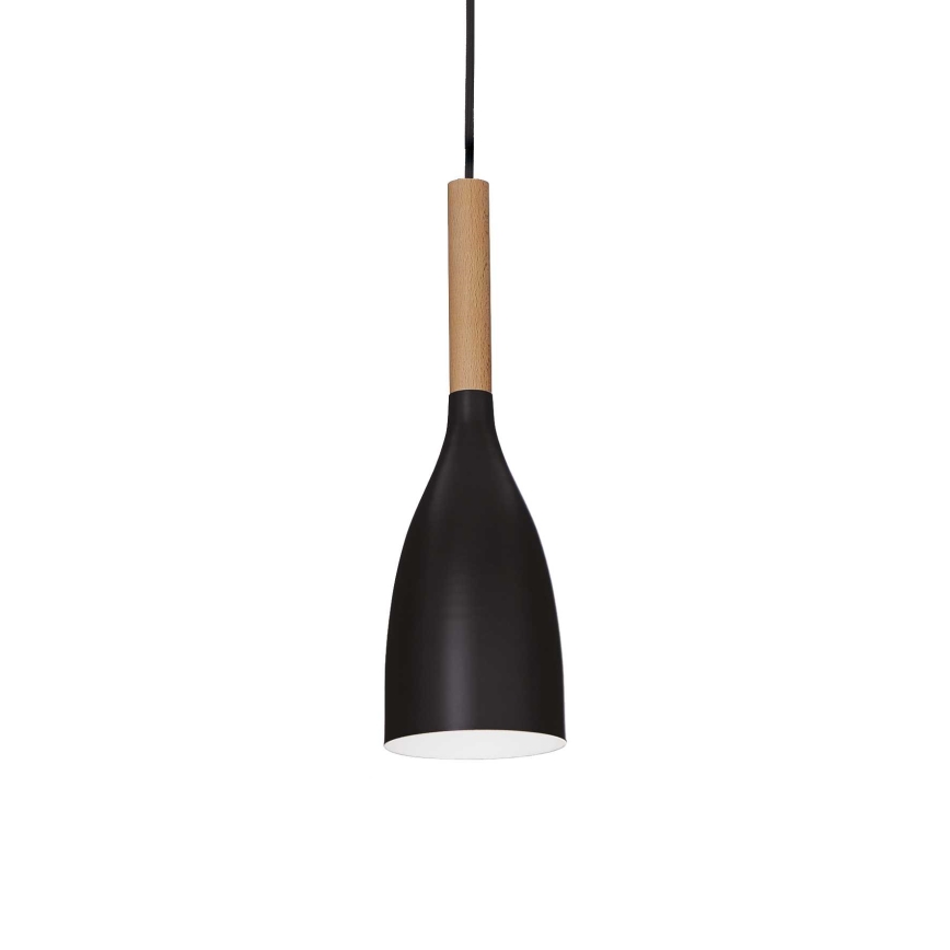 Ideal Lux - Lustr na lanku MANHATTAN 1xE14/40W/230V pr. 11 cm černá/buk