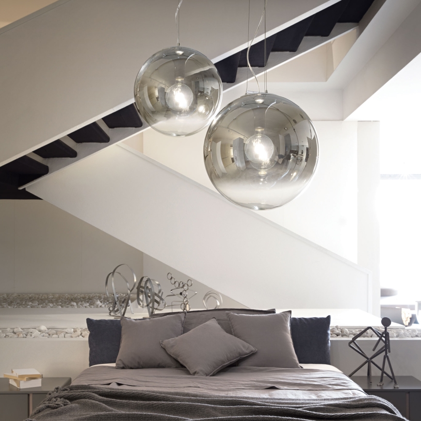 Ideal Lux - Lustr na lanku MAPA 1xE27/42W/230V pr. 20 cm šedá/kouřová