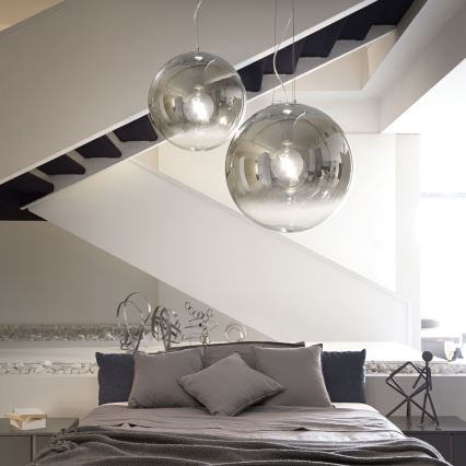 Ideal Lux - Lustr na lanku MAPA 1xE27/42W/230V pr. 50 cm šedá/kouřová