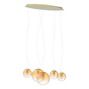 Ideal Lux - Lustr na lanku MAPA 5xE27/42W/230V zlatá/kouřová