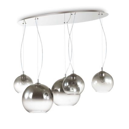 Ideal Lux - Lustr na lanku NEMO PLUS 5xE27/42W/230V lesklý chrom/kouřová šedá