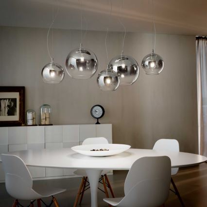 Ideal Lux - Lustr na lanku NEMO PLUS 5xE27/42W/230V lesklý chrom/kouřová šedá