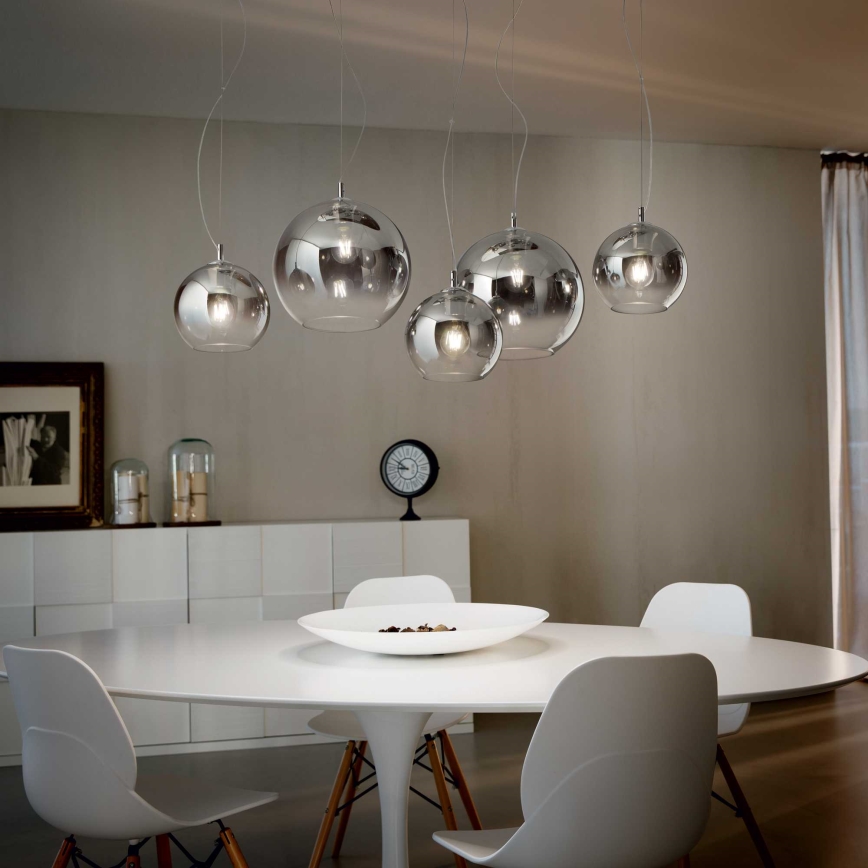 Ideal Lux - Lustr na lanku NEMO PLUS 5xE27/42W/230V lesklý chrom/kouřová šedá