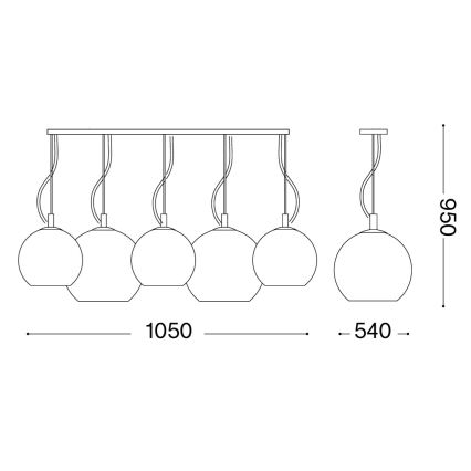 Ideal Lux - Lustr na lanku NEMO PLUS 5xE27/42W/230V lesklý chrom/kouřová šedá