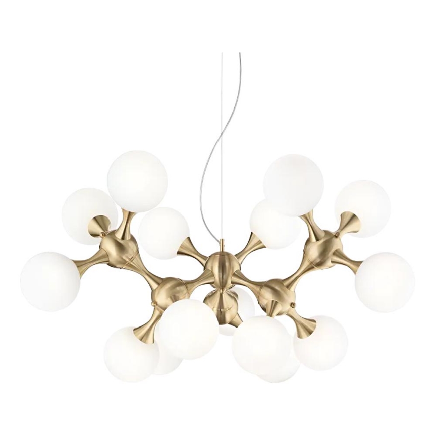 Ideal Lux - Lustr na lanku NODI 15xE14/28W/230V pr. 105 cm mosaz/bílá