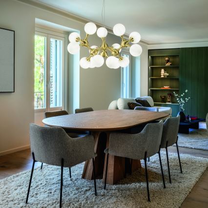 Ideal Lux - Lustr na lanku NODI 15xE14/28W/230V pr. 105 cm mosaz/bílá