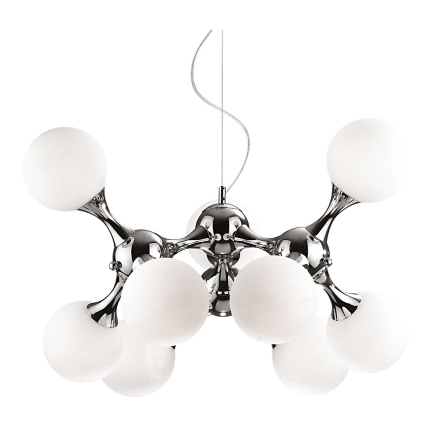 Ideal Lux - Lustr na lanku NODI 9xE14/40W/230V lesklý chrom/bílá
