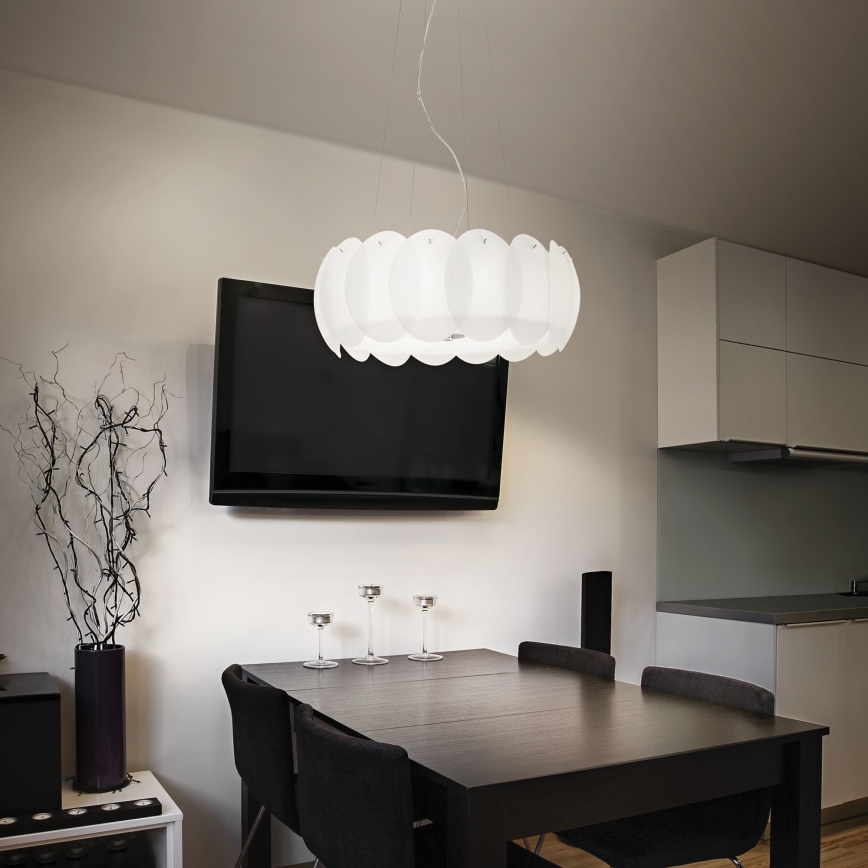 Ideal Lux - Lustr na lanku OVALINO 5xE27/60W/230V pr. 44 cm bílá