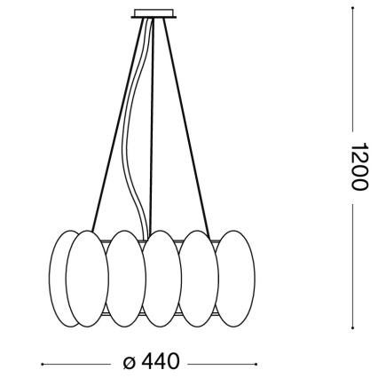 Ideal Lux - Lustr na lanku OVALINO 5xE27/60W/230V pr. 44 cm bílá