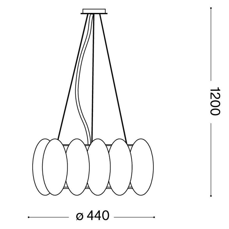 Ideal Lux - Lustr na lanku OVALINO 5xE27/60W/230V pr. 44 cm bílá