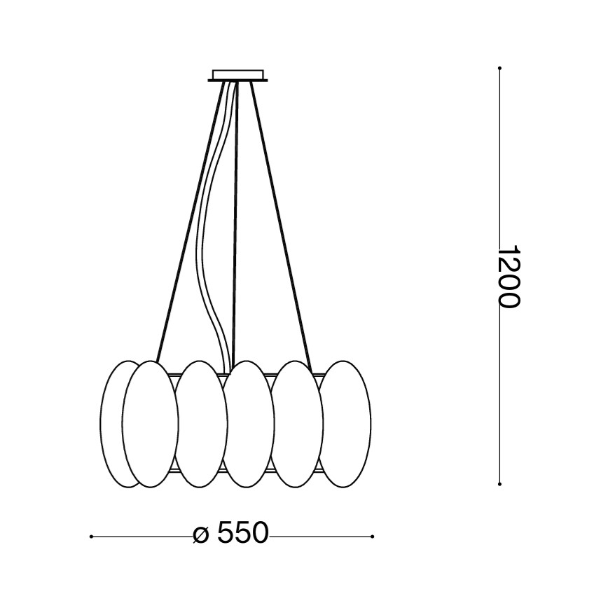 Ideal Lux - Lustr na lanku OVALINO 8xE27/60W/230V pr. 55 cm bílá