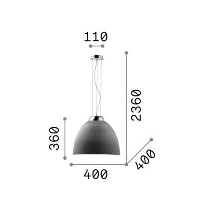 Ideal Lux - Lustr na lanku TOLOMEO 1xE27/100W/230V pr. 40 cm šedá