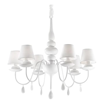 Ideal Lux - Lustr na řetězu BLANCHE 6xE14/40W/230V pr. 75 cm bílá