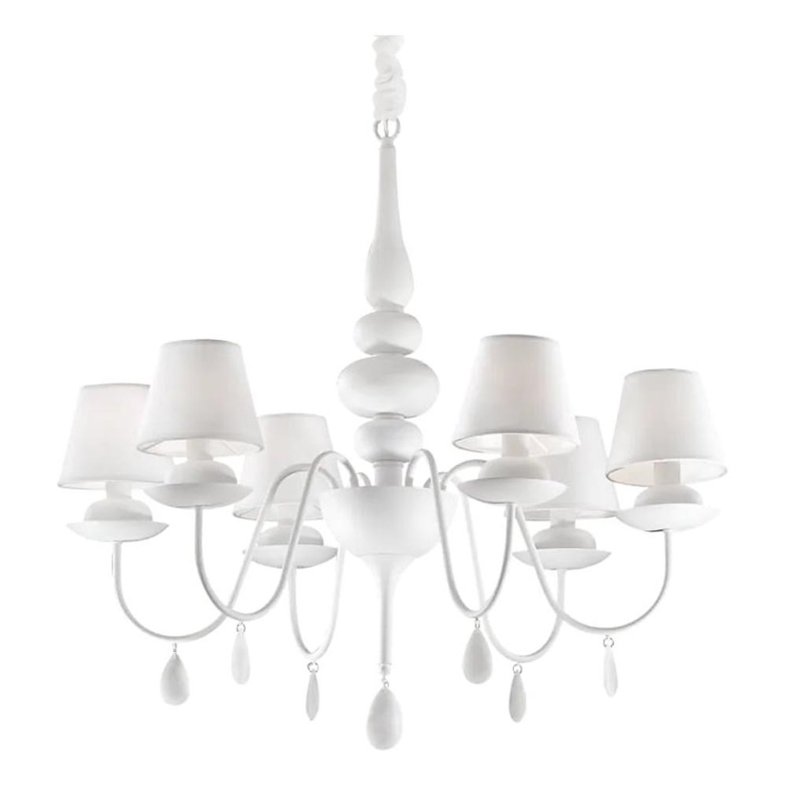 Ideal Lux - Lustr na řetězu BLANCHE 6xE14/40W/230V pr. 75 cm bílá