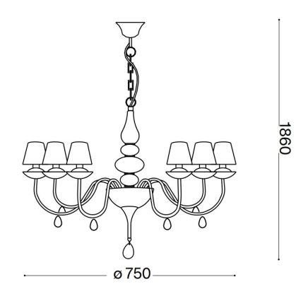 Ideal Lux - Lustr na řetězu BLANCHE 6xE14/40W/230V pr. 75 cm bílá