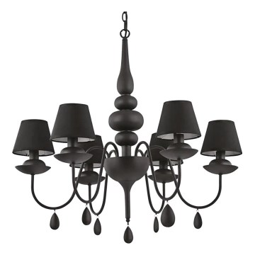 Ideal Lux - Lustr na řetězu BLANCHE 6xE14/4W/230V pr. 75 cm černá