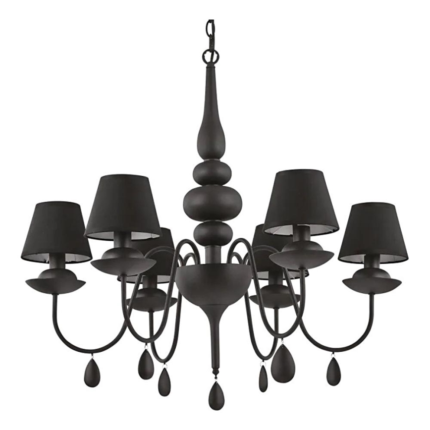 Ideal Lux - Lustr na řetězu BLANCHE 6xE14/4W/230V pr. 75 cm černá