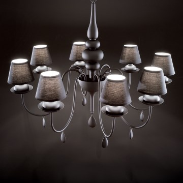 Ideal Lux - Lustr na řetězu BLANCHE 8xE14/40W/230V pr. 92 cm černá