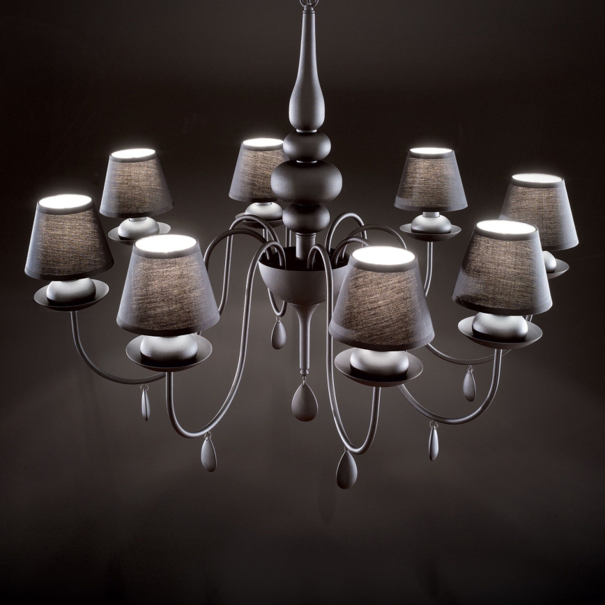 Ideal Lux - Lustr na řetězu BLANCHE 8xE14/40W/230V pr. 92 cm černá