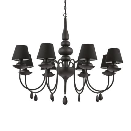 Ideal Lux - Lustr na řetězu BLANCHE 8xE14/40W/230V pr. 92 cm černá