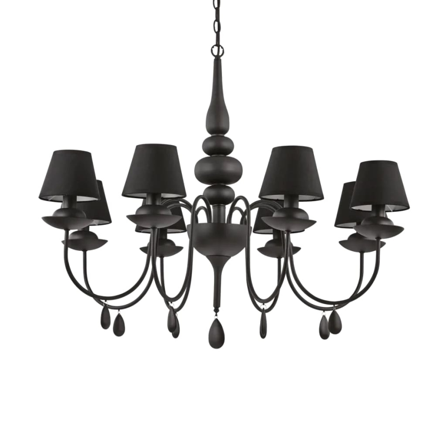Ideal Lux - Lustr na řetězu BLANCHE 8xE14/40W/230V pr. 92 cm černá