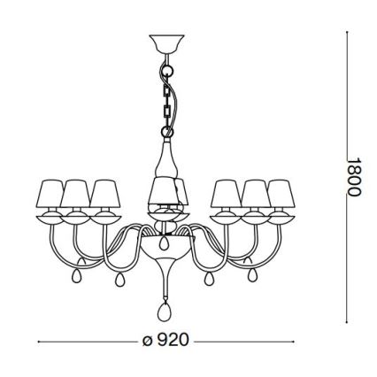 Ideal Lux - Lustr na řetězu BLANCHE 8xE14/40W/230V pr. 92 cm černá