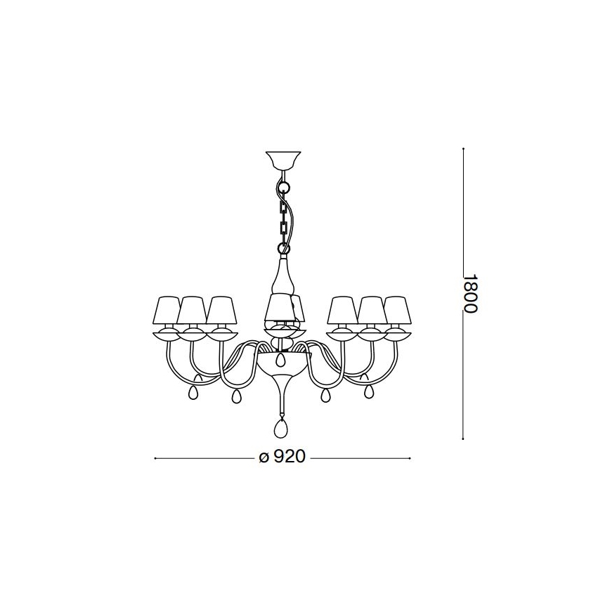 Ideal Lux - Lustr na řetězu BLANCHE 8xE14/40W/230V pr. 92 cm černá