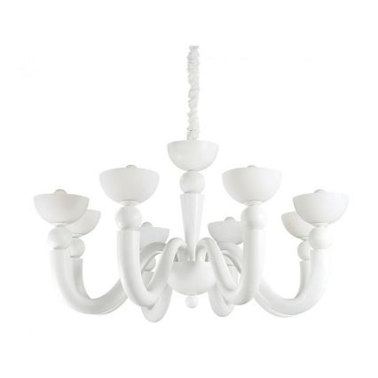 Ideal Lux - Lustr na řetězu BON BON 8xE14/28W/230V pr. 95,5 cm bílá