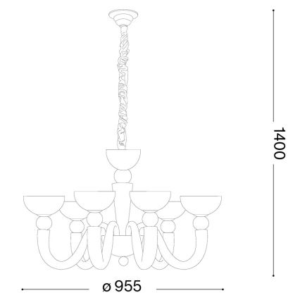 Ideal Lux - Lustr na řetězu BON BON 8xE14/28W/230V pr. 95,5 cm bílá