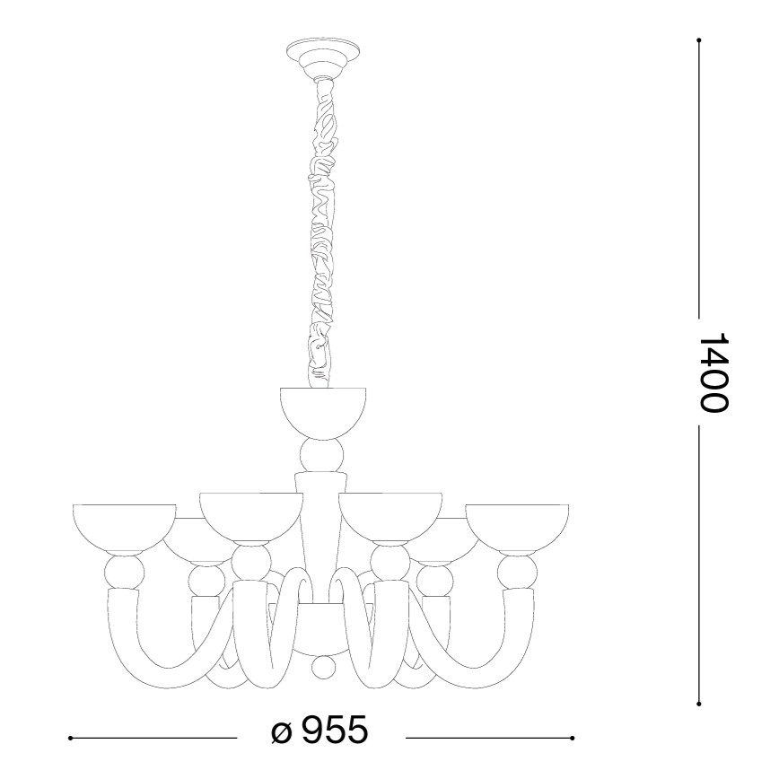 Ideal Lux - Lustr na řetězu BON BON 8xE14/28W/230V pr. 95,5 cm bílá