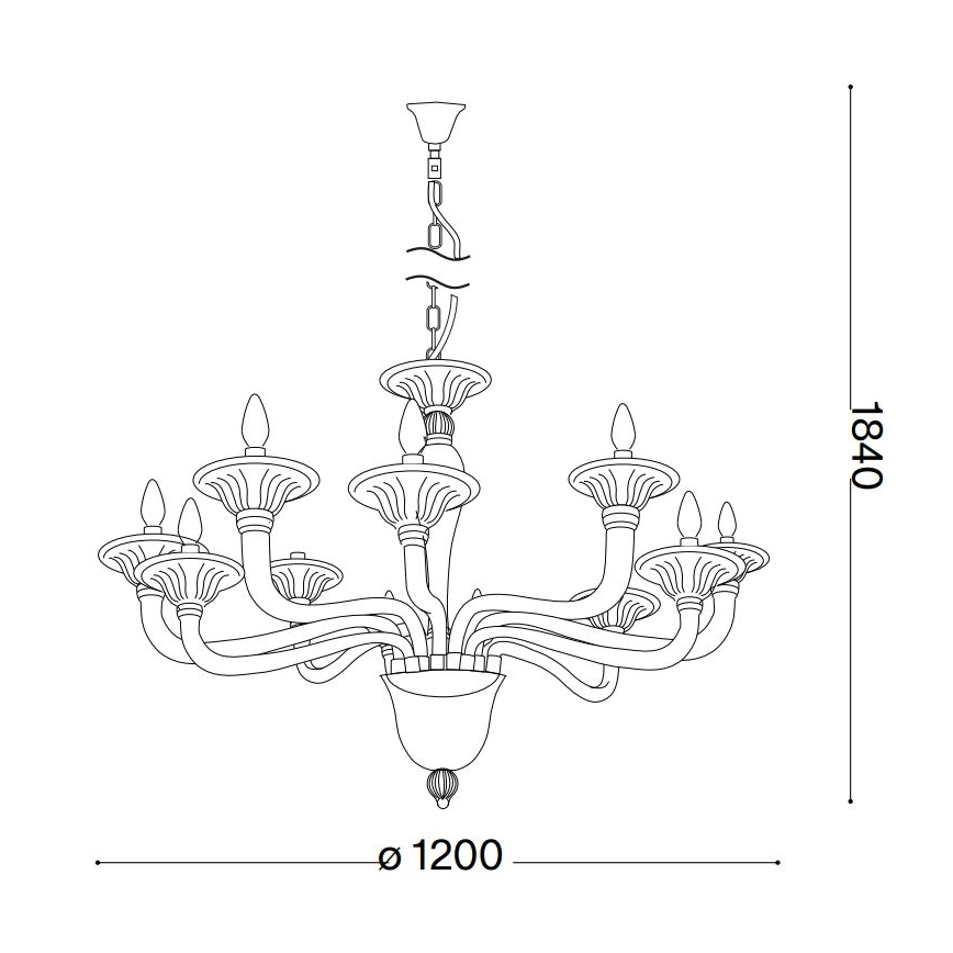 Ideal Lux - Lustr na řetězu BRIGITTA 12xE14/40W/230V pr. 120 cm čirá